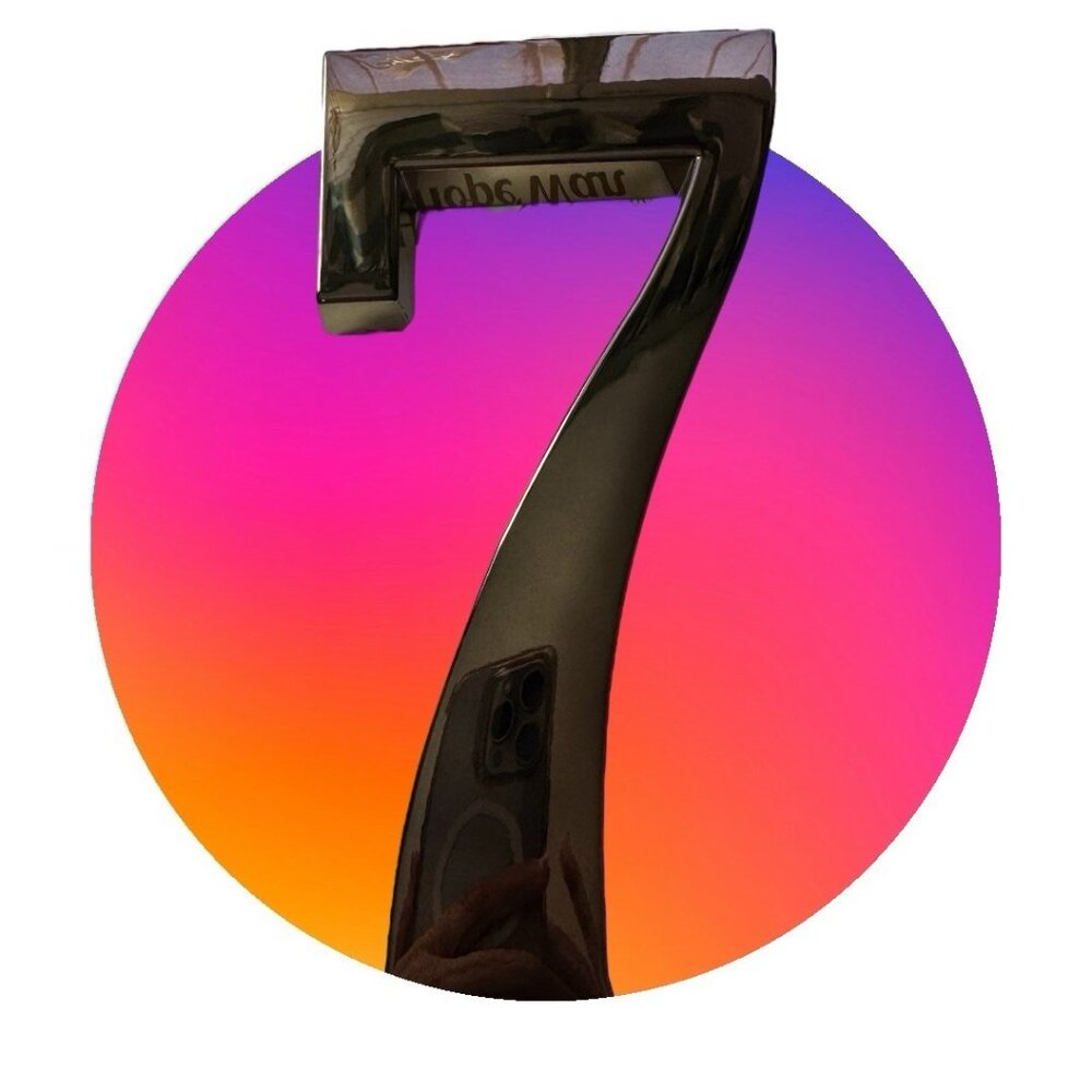 House Number “7” Black Modern Home Address Signage For Outside